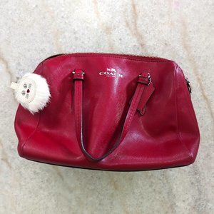 Red Coach Satchel with Keychain